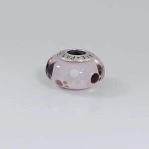 Pandora Pink Mickey Head Murano Glass Charm Bead with box